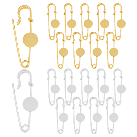20Pcs 2 Colors Brass Safety Pins Brooch Findings KK-FH0007-85A-1