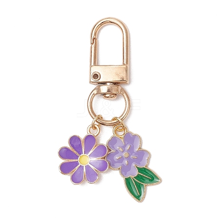 Flower Alloy Enamel Pendant Decorations HJEW-JM02580-1