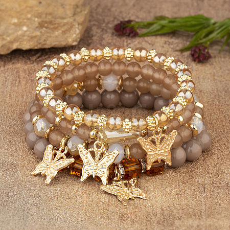 Boho Style Wood Beaded Stretch Bracelet Sets for Women WGE3C3B-37-1