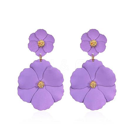 Flower Baking Paint Alloy Dangle Stud Earrings FS-WG1427E-09-1