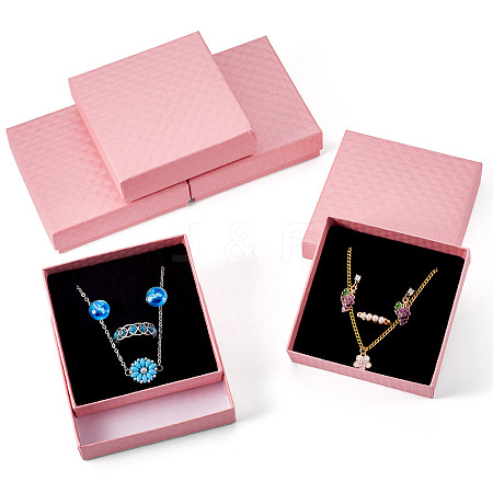 5Pcs Rhombus Textured Cardboard Jewelry Packing Boxes with Sponge Inside CBOX-TA0001-18D-1