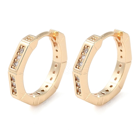 Brass Micro Pave Clear Cubic Zirconia Hoop Earrings EJEW-S234-02G-1