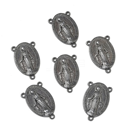 Holy Oval Carved Virgin Mary Tibetan Style Alloy Chandelier Component Links X-TIBEP-LF0961YKG-B-FF-1