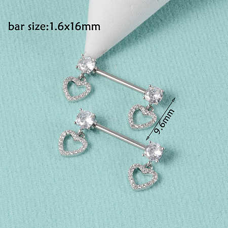 304 Stainless Steel Clear Cubic Zirconia Nipple Rings WG32E94-15-1