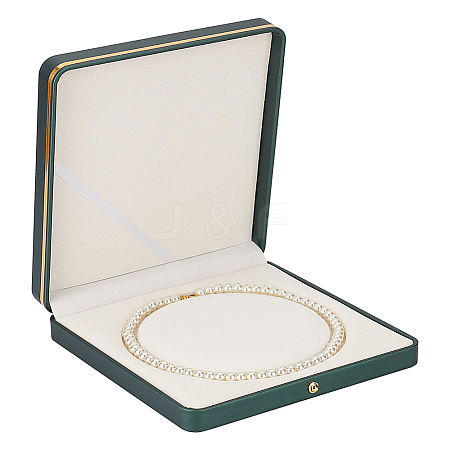 Square PU Leather Pearl Necklace Box LBOX-WH0002-06A-1