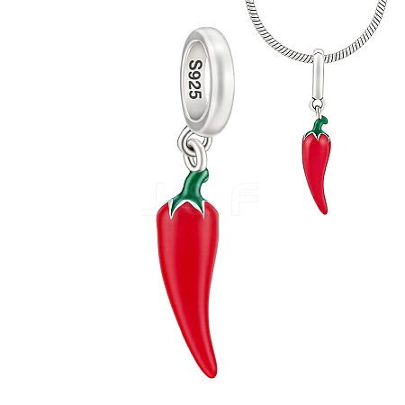1Pc 925 Sterling Silver Enamel Italian Horn  European Dangle Charm STER-PH0005-16-1