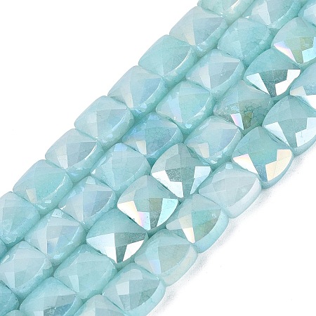 Electroplate Crackle Imitation Jade Glass Beads Strands EGLA-Q135-02A-A03-1