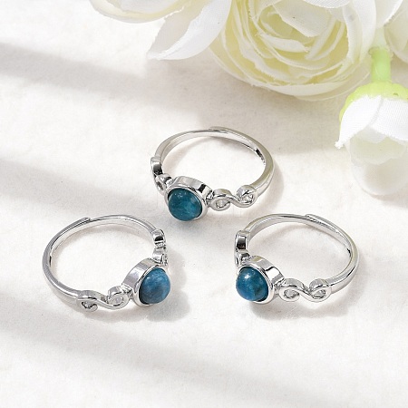 Natural Apatite Finger Rings RJEW-A084-04P-09-1