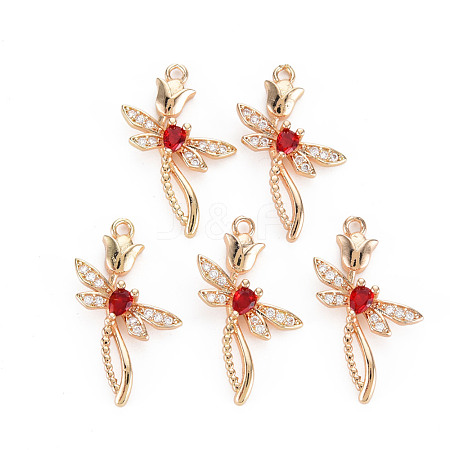 Rack Plating Brass Micro Pave Clear Cubic Zirconia Pendants KK-T060-66C-RS-1