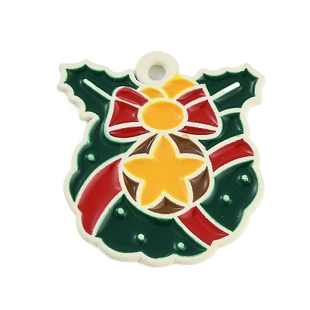 Christmas Theme Spray Painted Alloy Enamel Pendants ENAM-Z020-01L-1