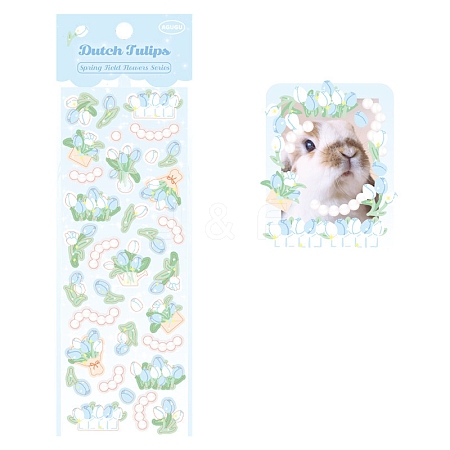 Flowers with Rabbits Paper Sticker PW-WGCFCFE-02-1