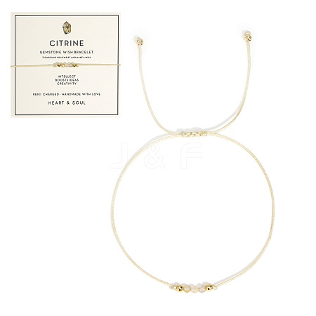 Natural Citrine Braided Beads Bracelets for Women LS-LU0568-6-1