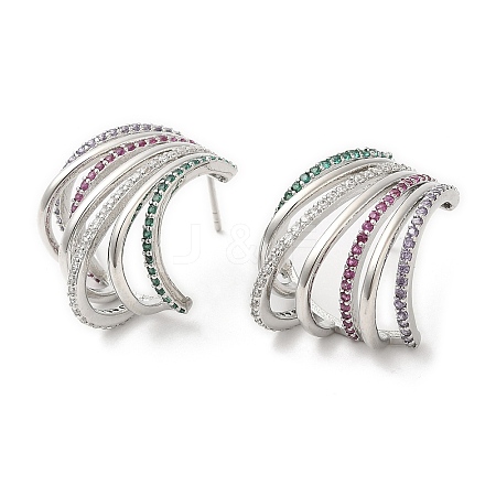 Colorful Rhinestone Claw Stud Earrings EJEW-D059-05P-1