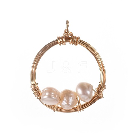 Natural Cultured Freshwater Pearl Pendants PALLOY-JF00390-1