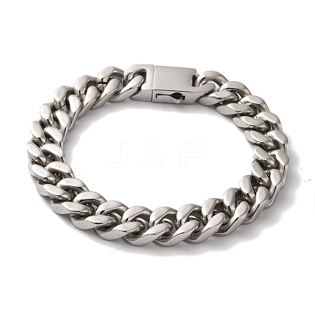 201 Stainless Steel Cuban Link Chain Bracelets BJEW-H612-03P-1