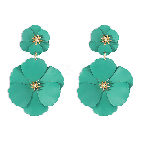 Flower Baking Paint Alloy Dangle Stud Earrings FS-WG1427E-02-1