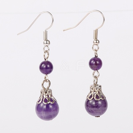 Natural Gemstone Dangle Earrings EJEW-JE01374-05-1