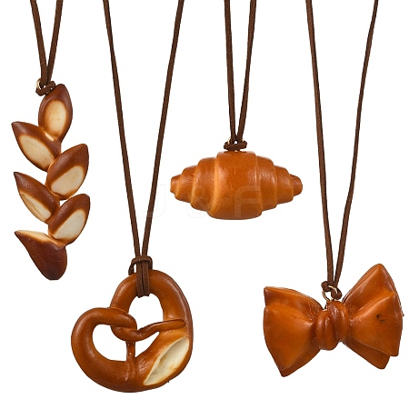 4Pcs 4 Styles PVC Simulated Bread Pendant Decorations ST-CJ0028-11-1