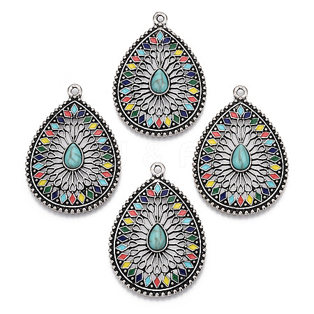 Synthetic Turquoise with Enamel Pendants PALLOY-TAC0044-62AS-1