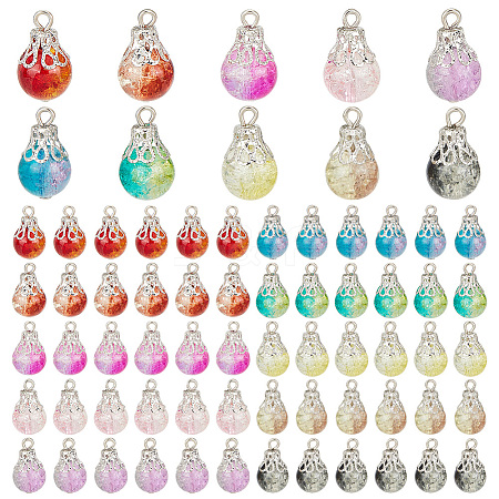 100Pcs 10 Color Crackle Glass Charms PALLOY-AB00224-1