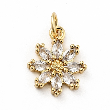 Rack Plating Brass Micro Pave Cubic Zirconia Charms ZIRC-F129-34E-G-1