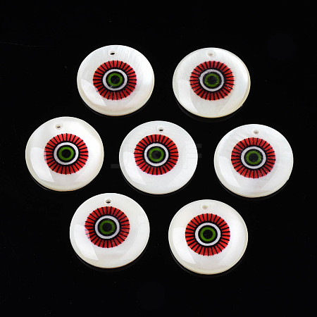 Printed Freshwater Shell Charms SHEL-T009-20D-1