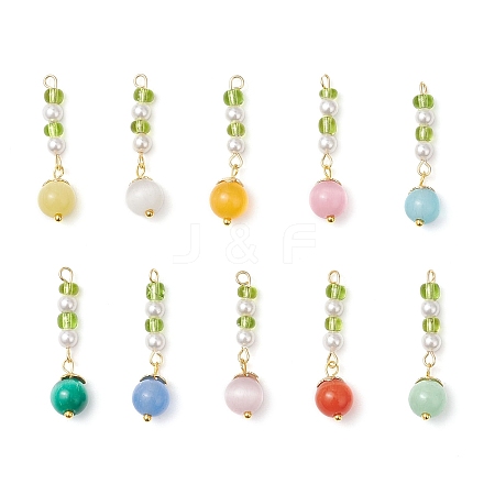 10Pcs 10 Colors Cat Eye Pendants PALLOY-JF04084-1
