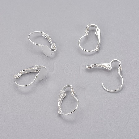 Silver Color Plated Brass Leverback Earring Findings X-KK-B797-S-NF-1