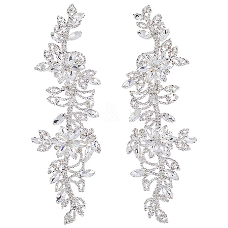 Brass Rhinestone Cloth Patches PATC-WH0031-003S-02-1