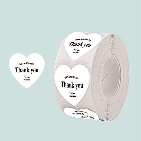 500Pcs Heart with Thank You Roll Stickers DIY-U008-01F-1