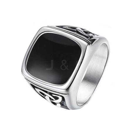 316 Titanium Steel Finger Ring with Enamel for Men PW-WG56139-16-1