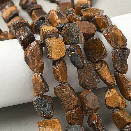 Raw Rough Natural Tiger Eye Beads Strands G-M453-D10-1