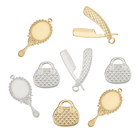 12Pcs 6 Style 304 Stainless Steel Pendants STAS-UN0027-36-1