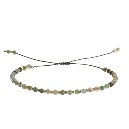 Natural Moss Agate Beads Braided Bead Bracelets for Women AI9762-12-1