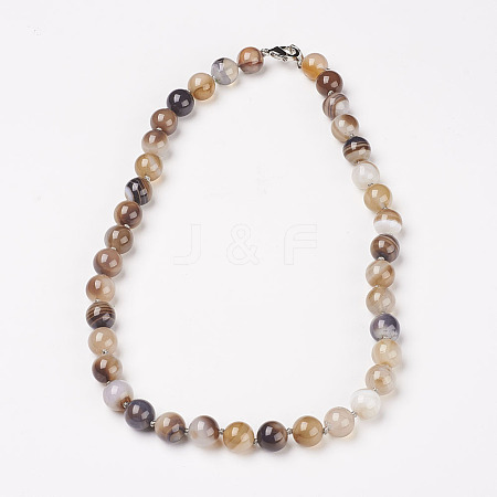 Natural Dyed Agate Beads Necklaces NJEW-F139-10mm-15-1