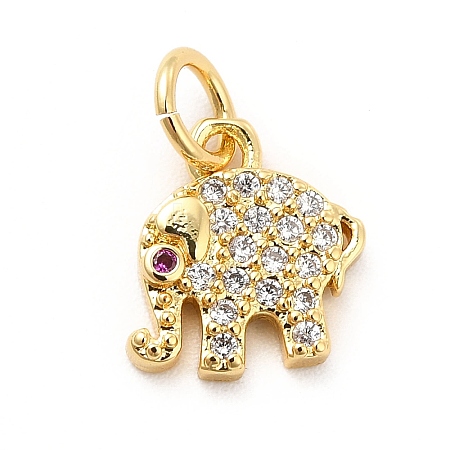 Rack Plating Brass Micro Pave Cubic Zirconia Charms KK-K270-17G-1