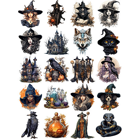 20Pcs 20 Styles Witch Paper Sticker PW-WG09436-01-1