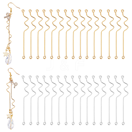  60Pcs 2 Colors Brass Earring Double Sided Eye Pins FIND-PH0005-04-1