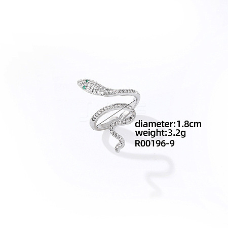 Snake Platinum Brass Cuff Ring CL6952-4-1