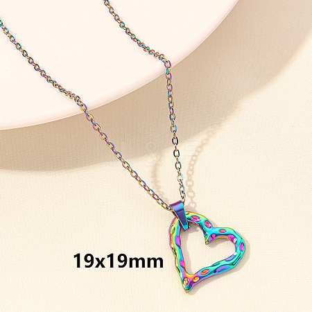 304 Stainless Steel Heart Pendant Necklaces for Men and Women FS-WG1B83F-06-1