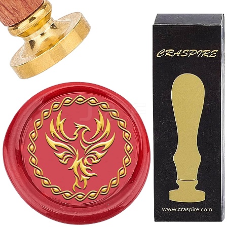 Brass Wax Seal Stamp with Rosewood Handle AJEW-WH0412-0284-1