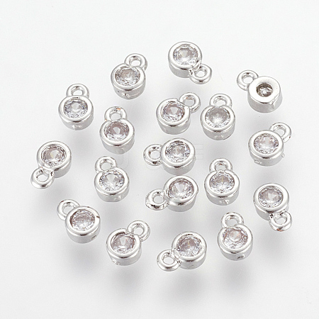 Brass Cubic Zirconia Charms X-ZIRC-P068-01P-1