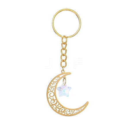 Stainless Steel Hollow Moon Keychains KEYC-JKC00584-01-1