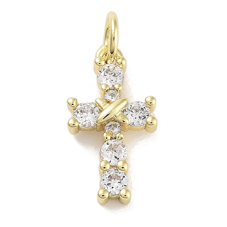 Rack Plating Brass Clear Cubic Zirconia Pendants X-KK-M293-13G-1