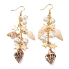 Natural Spiral Shell Dangle Earrings EJEW-TA00641-1