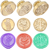 CRASPIRE 3Pcs 3 Styles Golden Plated Wax Seal Brass Stamp Head AJEW-CP0007-52B-1