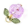7Pcs 7 Colors Transparent Normal Glass Pendants PALLOY-JF04620-02-5