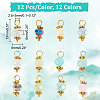 144Pcs 12 Color Electroplate Glass Charms PALLOY-AB00108-2