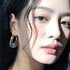 Resin and Brass Hoop Earrings for Women FS-WGF4F65-01-2
