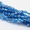 Handmade Evil Eye Lampwork Flat Round Bead Strands X-LAMP-L058-6mm-09-1